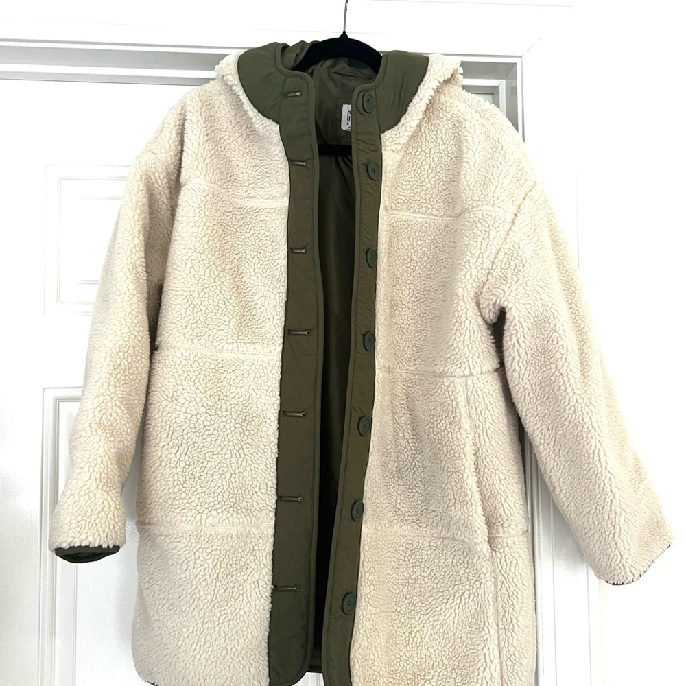 Reversible Sherpa and Olive Green Coat